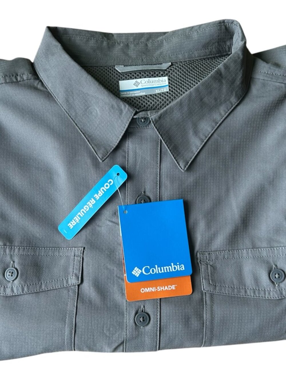 Columbia Omni Shade Men's Long Sleeve Shirt Charcoal Dark Gray 40 UPF Size XL